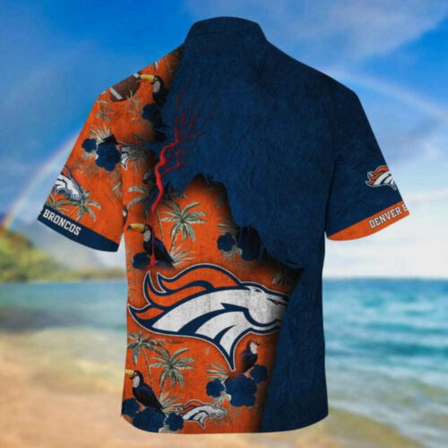 NFL Denver Broncos Hawaiian Shirt – Navy Blue Orange Aloha Shirt for Men & Women