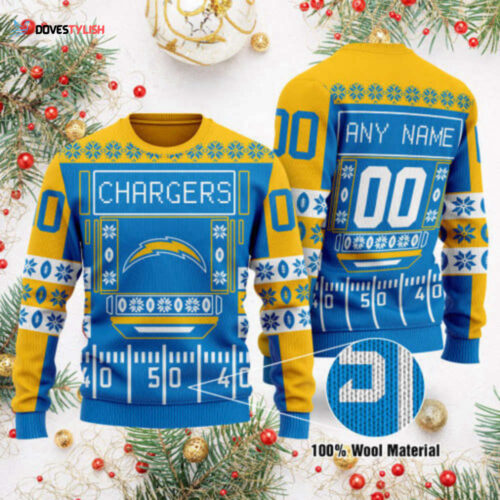 NFL Los Angeles Chargers Custom Name Number Ugly Christmas Sweater – Play on the Field!