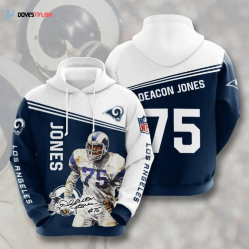 NFL Los Angeles Rams Deacon Jones Hoodie – Blue & White AOP Shirt