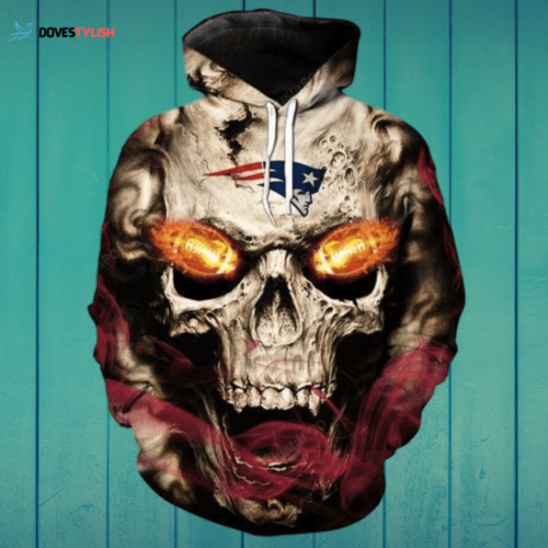 NFL New England Patriots Fire Skulls 3D Hoodie AOP Shirt: Engaging & Unique Design!