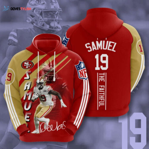 NFL San Francisco 49ers Deebo Samuel Hoodie: Red Gold Stripes AOP Shirt