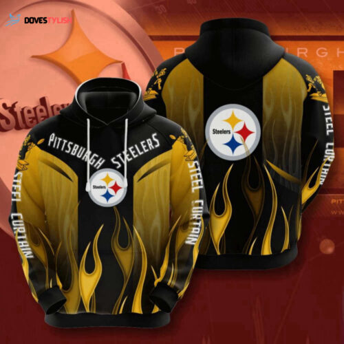 Pittsburgh Steelers Black Gold Fire Hoodie – NFL AOP Shirt