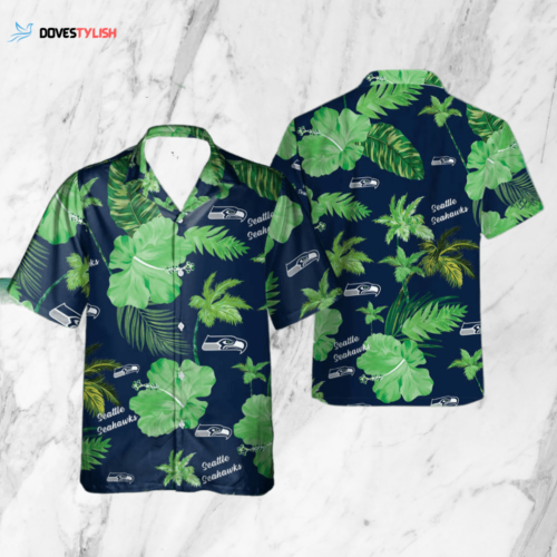 Seattle Seahawks Nfl Color Hibiscus Button Up Hawaiian Shirt
