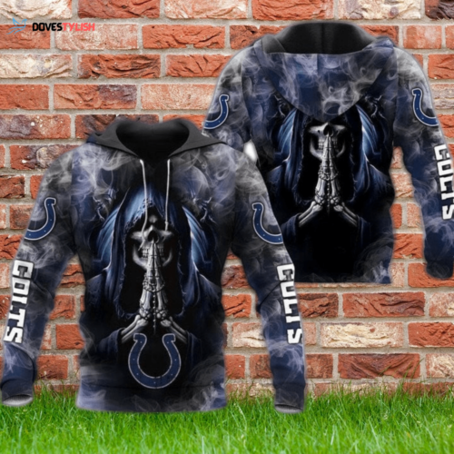 Shop the NFL Indianapolis Colts Skull Smoke Hoodie – A Unique AOP Shirt