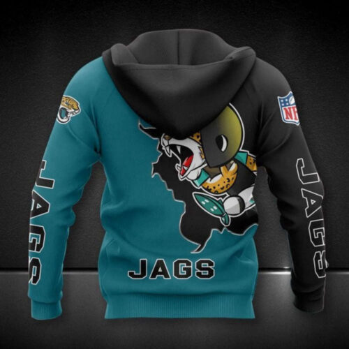 Shop the Stylish NFL Jacksonville Jaguars Teal Black Pullover Hoodie V2 AOP Shirt