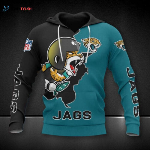 Shop the Stylish NFL Jacksonville Jaguars Teal Black Pullover Hoodie V2 AOP Shirt
