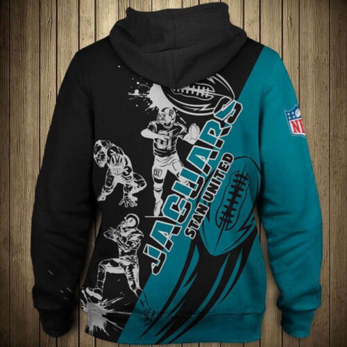 Shop the Trendy NFL Jacksonville Jaguars Teal Black Pullover Hoodie V6 AOP Shirt