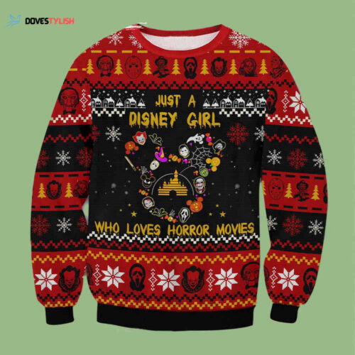 Spooky Disney Girl Ugly Christmas Sweater: Horror Movie Lover s Delight!