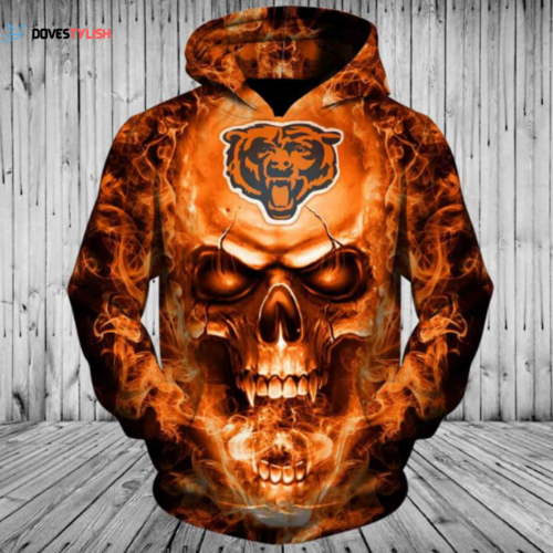 Affordable 3D Skull Chicago Bears NFL Hoodies – Zip Up & Pullover