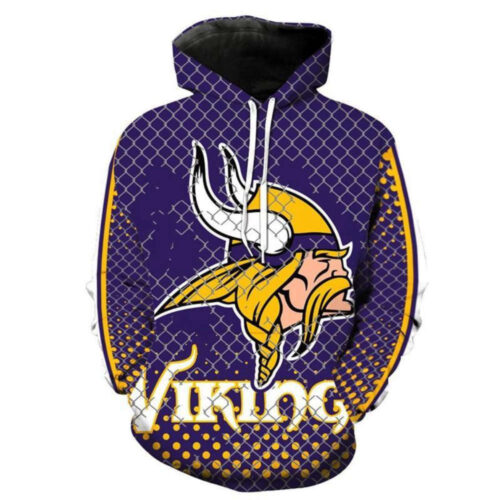 Affordable Minnesota Vikings 3D Flame Hoodie – NFL Football Sweatshirt Jacket