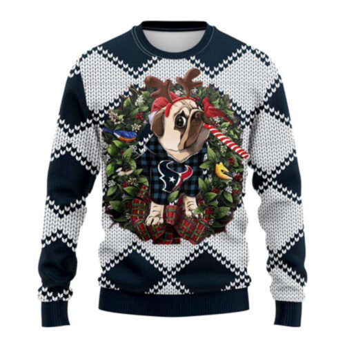 Nfl Houston Texans Pug Dog Ugly Christmas Sweater, All Over Print Sweatshirt
