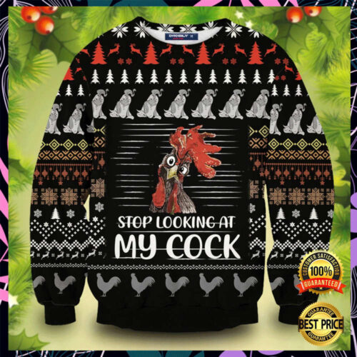 Stop Looking At My Cock Ugly Christmas Sweater, All Over Print Sweatshirt