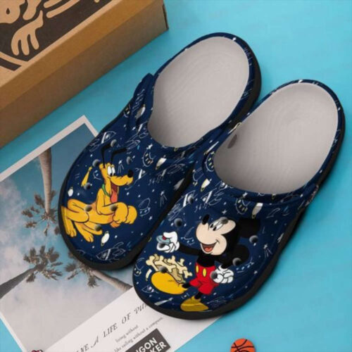 Mickey Disney W Skeletal Pattern Crocs Classic Clogs Shoes In Dark Blue