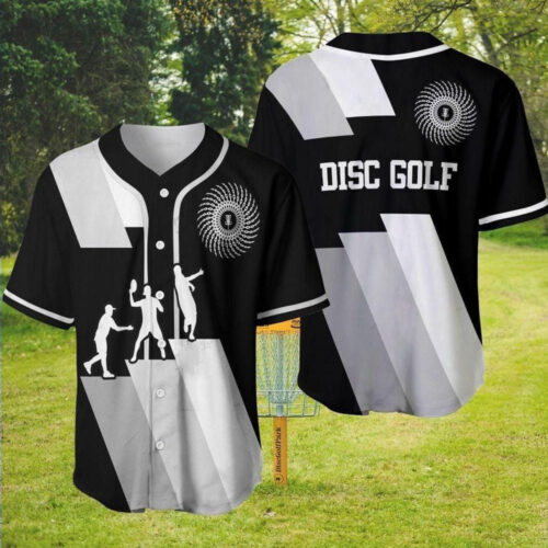 Stylish Disc Golf Black & White Art Baseball Jersey – Perfect for Sports Enthusiasts!
