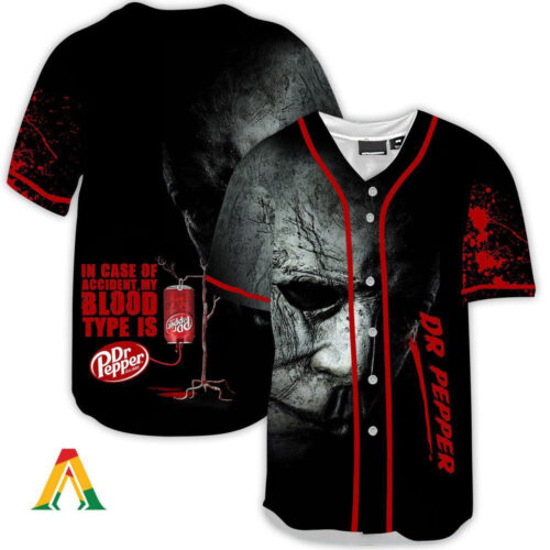Halloween Horror Michael Myers Dr Pepper Baseball Jersey