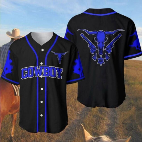 Stylish Cowboy Blue Baseball Jersey – Trendy Design for Sports Enthusiasts