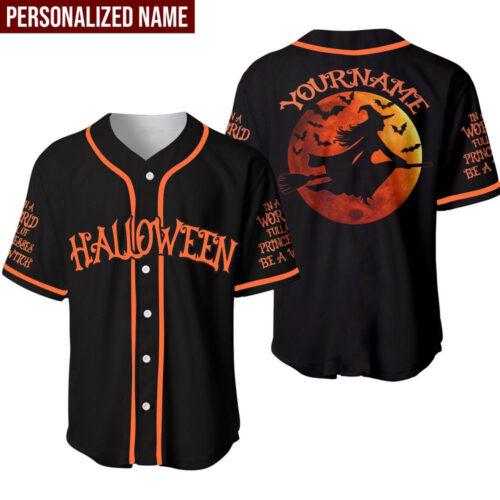 Spooky Halloween Witch Personalized Baseball Jersey – Customize Your Look!