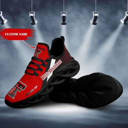 Texas Tech Red Raiders Logo Pattern Custom Name 3D Max Soul Sneaker Shoes   For Men Women