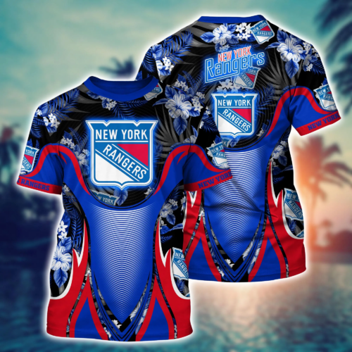 New York Rangers NHL Flower Hawaii Shirt   For Fans, Summer Football Shirts