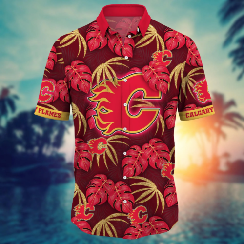 Calgary Flames NHL Flower Hawaii Shirt   For Fans, Summer Football Shirts