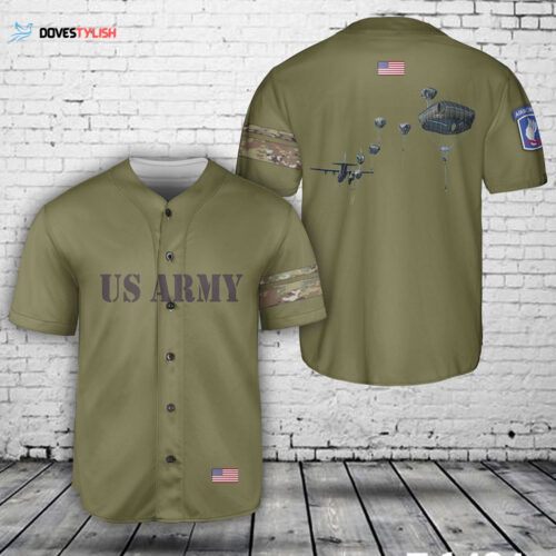 173rd Airborne Brigade Parachute Baseball Jersey for US Army Paratroopers – DLMP2606PD09