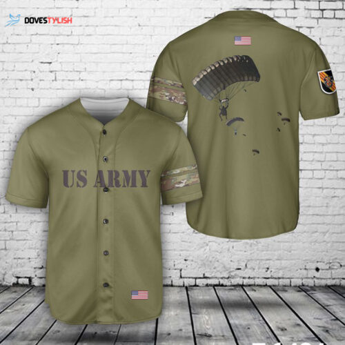 5th SFG (A) Parachute Baseball Jersey: US Army Paratroopers Special Forces – DLMP2609PD11