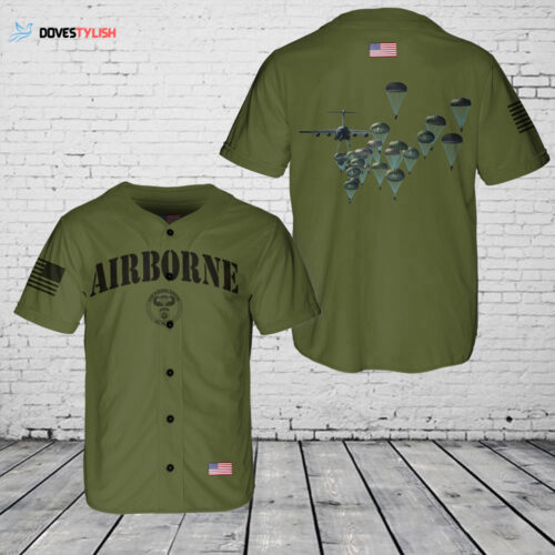 82nd Airborne Division Parachute Baseball Jersey: Authentic US Army Paratroopers Gear