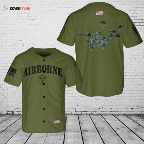82nd Airborne Division Parachute Baseball Jersey: Perfect Gift for US Army Paratroopers