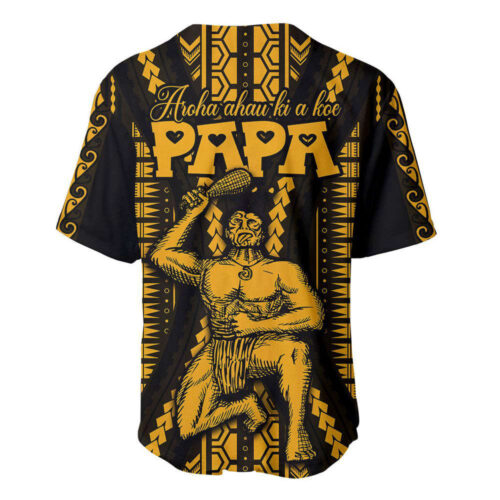 Aotearoa Father’s Day Gift For Dad Baseball Jersey Aroha Ahau Ki A Koe Papa Gold Maori Style Pattern