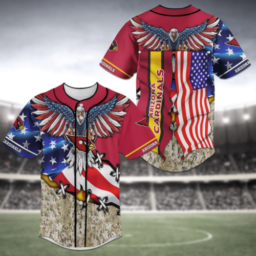 Arizona Cardinals NFL US Flag Eagle Baseball Jersey Shirt  For Men Women