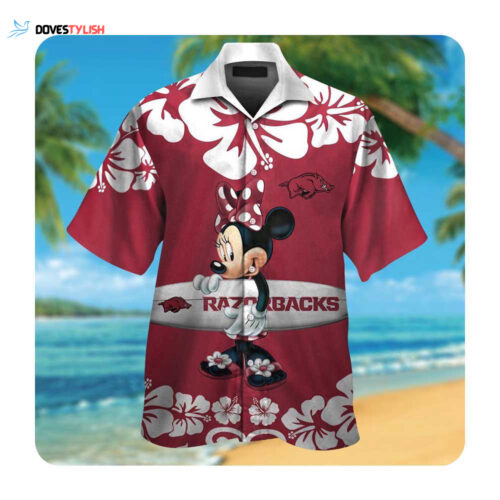 Arkansas Razorbacks Short Sleeve Button Up Tropical Aloha Hawaiian Shirt, Best Gift For Men And Women