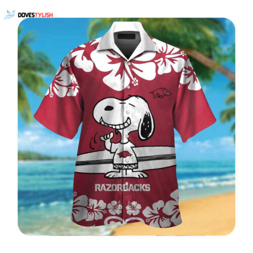 Arkansas Razorbacks And Snoopy Hawaii Shirt Summer Button Up Shirt For Men Women
