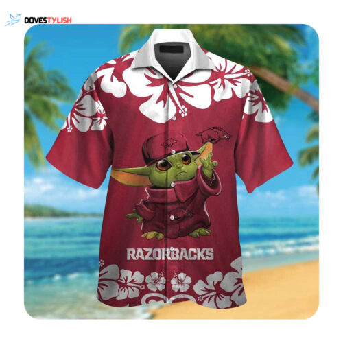 Arkansas Razorbacks Baby Yoda Hawaii Shirt Summer Button Up Shirt For Men Women