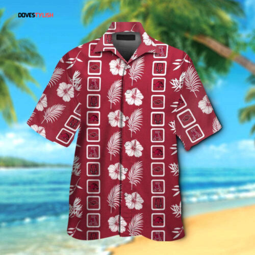 Arkansas Razorbacks Short Sleeve Button Up Tropical Aloha Hawaiian Shirt Gift For Men Women