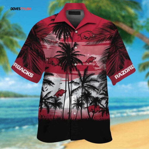 Arkansas Razorbacks Tropical   Hawaiian Shirt Set For Men Women Kids