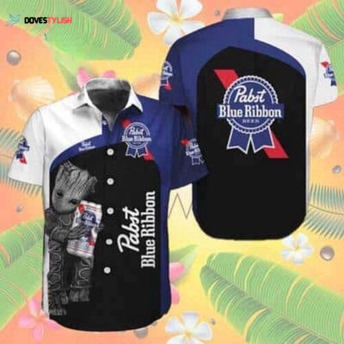 Baby Groot Loves Pabst Blue Ribbon Hawaiian Shirt For Men And Women Beer Lovers Gift