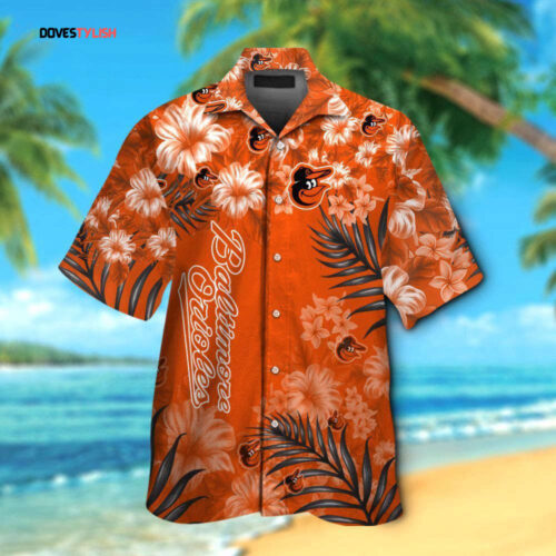 Baltimore Orioles Short Sleeve Button Up Tropical Aloha Hawaiian Shirt Set for Men Women Kids MTE04