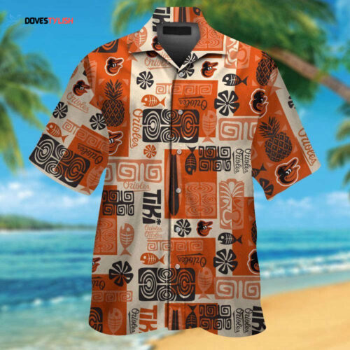Baltimore Orioles Short Sleeve Button Up Tropical Aloha Hawaiian Shirt Set for Men Women Kids MTE08