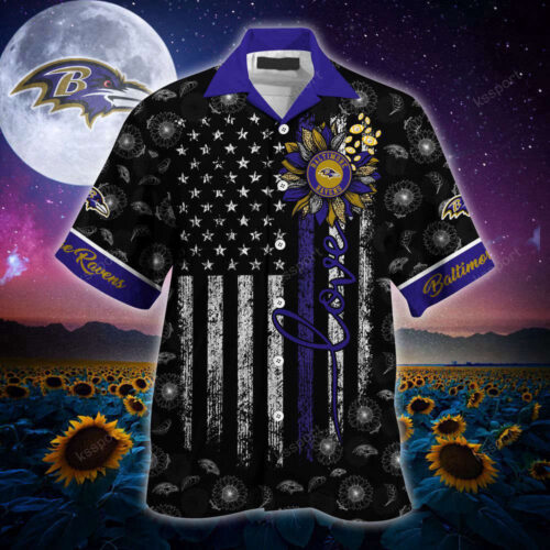 Baltimore Ravens NFL-Hawaii Shirt Sunflower Custom Your Name, For Men And Women