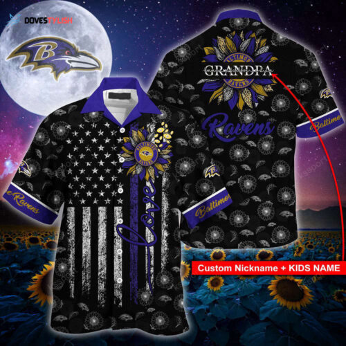 Baltimore Ravens NFL-Hawaii Shirt Sunflower Custom Your Name, For Men And Women
