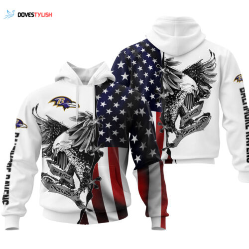 Baltimore Ravens USA Flag Eagle Hoodie, Best Gift For Men And Women
