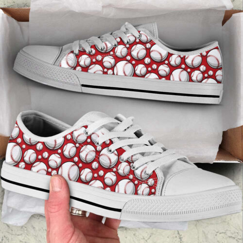 Baseball Ball Pattern Low Top Shoes Canvas Print Lowtop Trendy Fashion Casual Shoes Gift For Adults