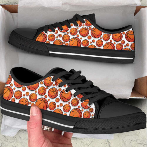 Basketball Ball Pattern Low Top Shoes Canvas Print Lowtop Trendy Fashion Casual Shoes Gift For Adults