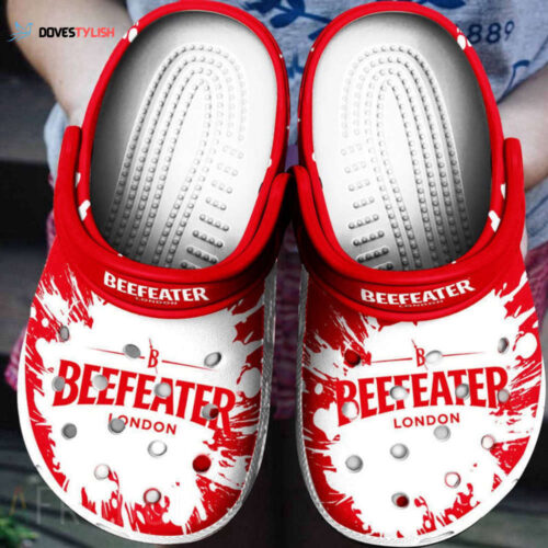 Beefeater Gin Logo Splatter Pattern Crocs Classic Clogs Shoes In Red