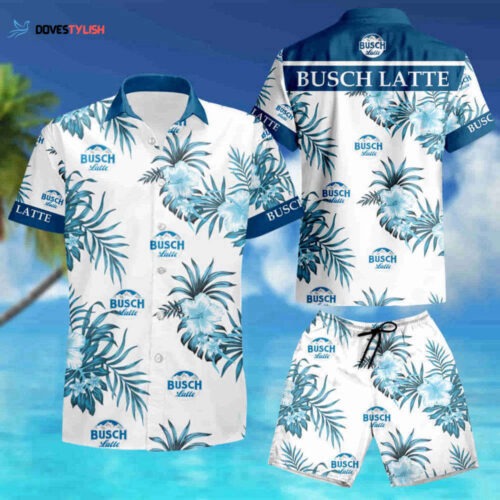 Beer Hawaiian Shirt Busch Light Hibiscus Flower Pattern Blue White Hawaii Aloha Shirt 2023 For Men Women