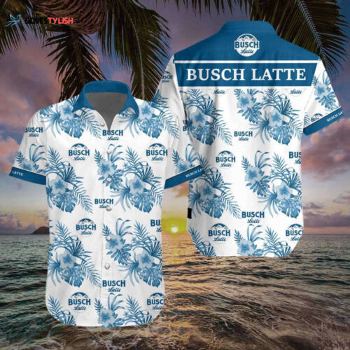Beer Hawaiian Shirt Busch Light Hibiscus Flower Pattern Blue White Hawaii Aloha Shirt For Men And Women