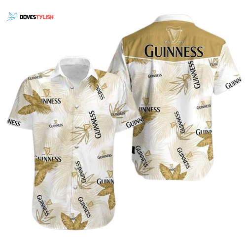 Guinness Beer Gold Polynesian Blend Tropical Coconut Tree Pattern  Hawaiian Shirt For Men And Women