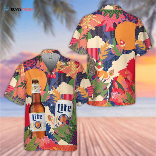 F89 Beer Hawaiian Shirt Miller Lite Beer Palm Leaf Tropical White Hawaii Shirt 2023 For Men And Women