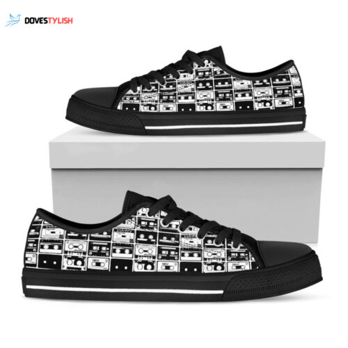 Native American Eagle Pattern Print Black Low Top Shoes, Best Gift For Men And Women