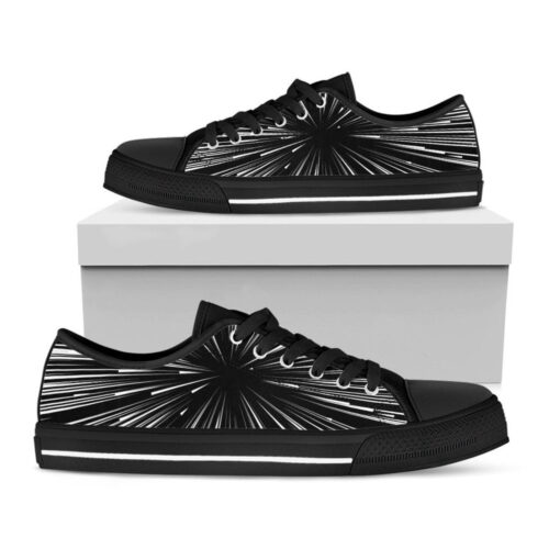 Black And White Hyperspace Print Black Low Top Shoes, Best Gift For Men And Women